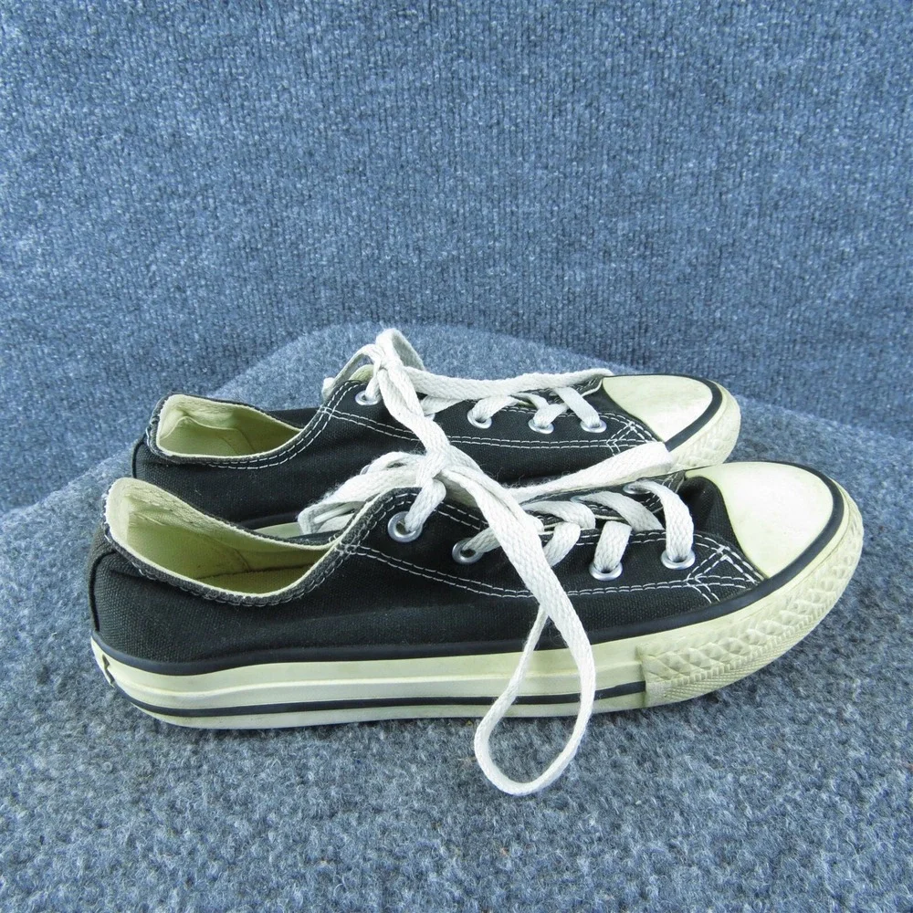 Converse Boys Sneaker Shoes‎ Sz Y 2 Medium Athletic Black Fabric Lace Up